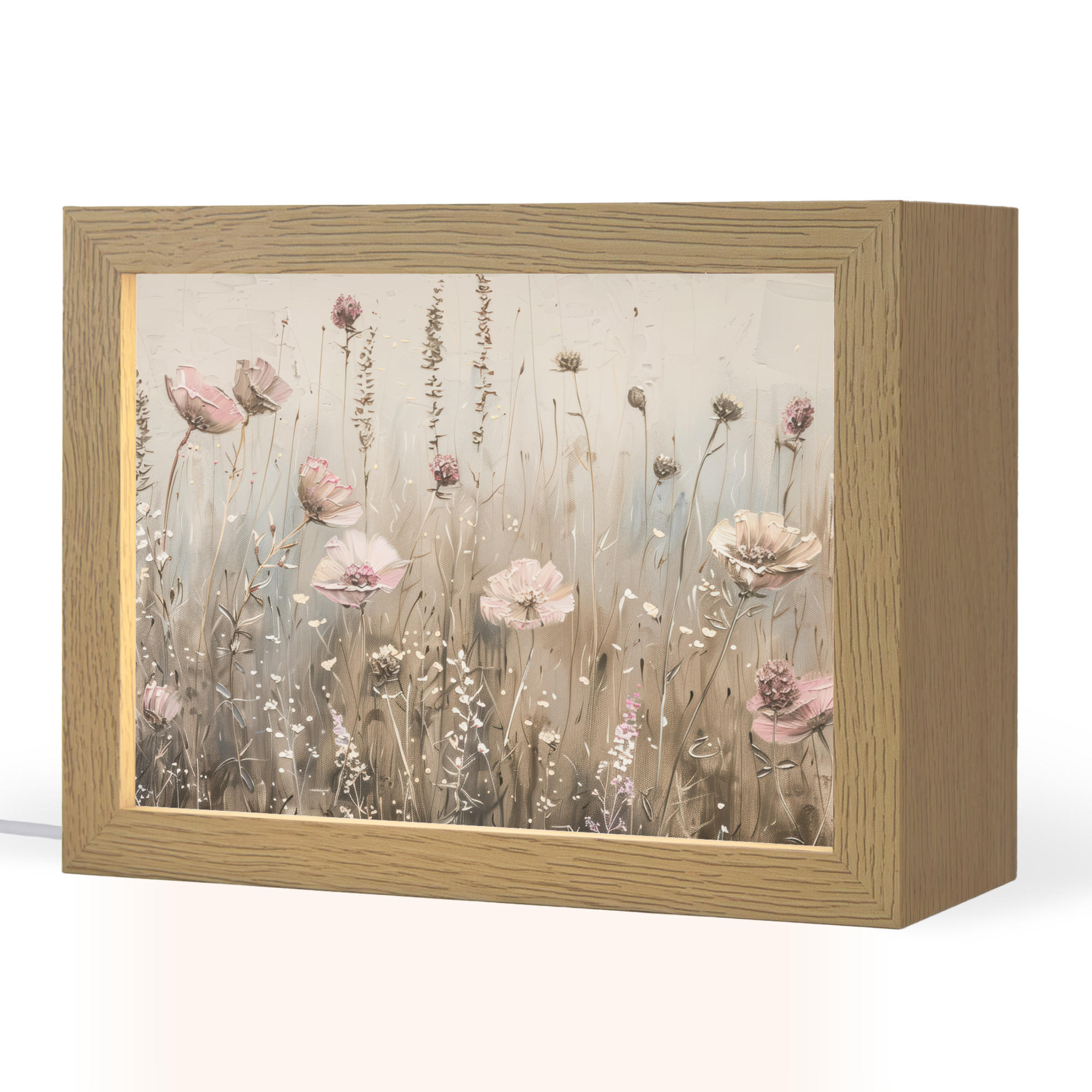 TISCHLEUCHTE Blumen - Rosa - Modern - Beige 20x15 cm - Akaziefarben, Holzwerkstoff (8/20/15cm) - OnlyWow