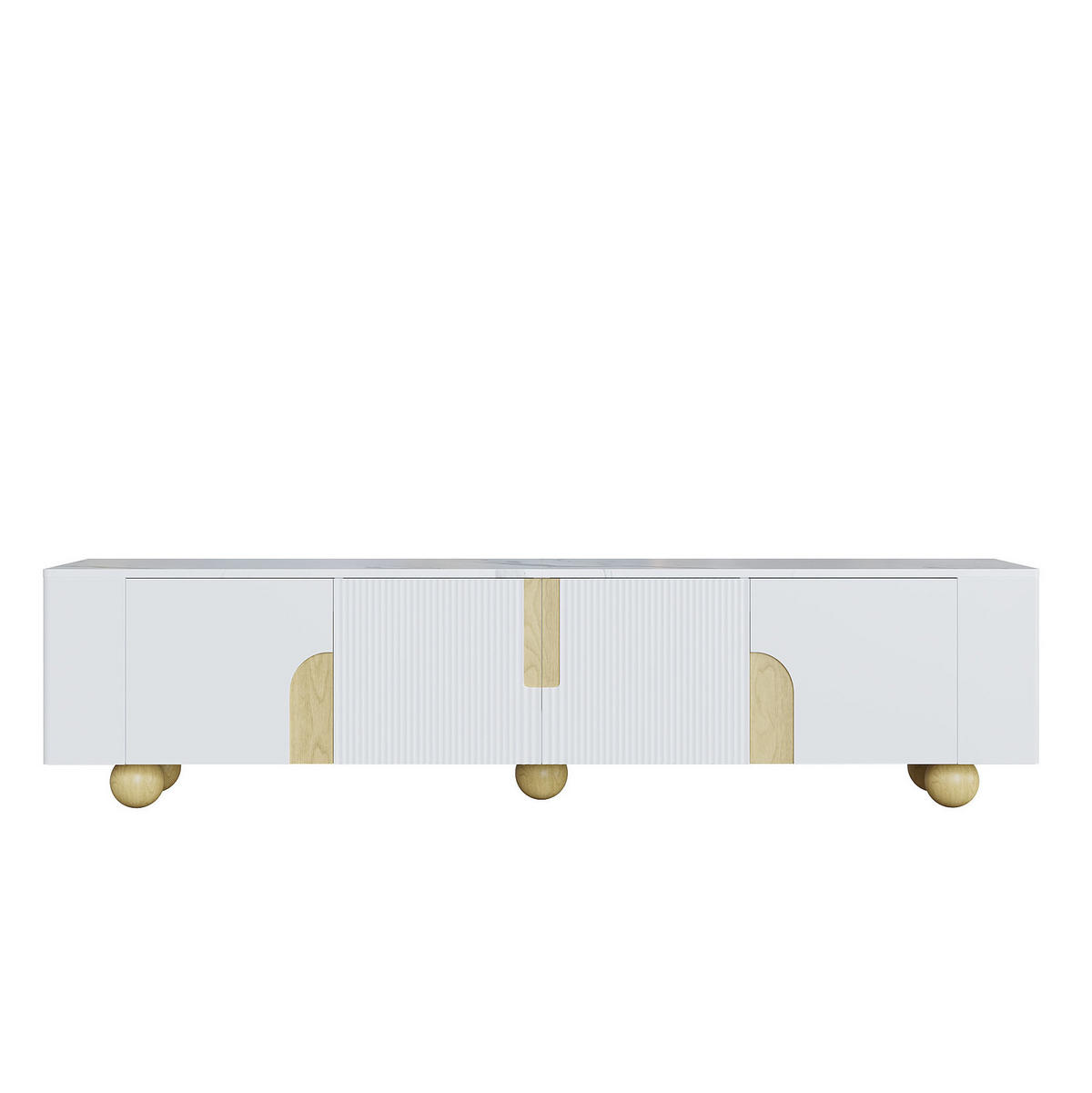 TV-SCHRANK in Weiß und Holzoptik mit 4 Türen und Marmoroptik 180/40/44 cm - Weiß, Holzwerkstoff (180/44/40cm) - Redom