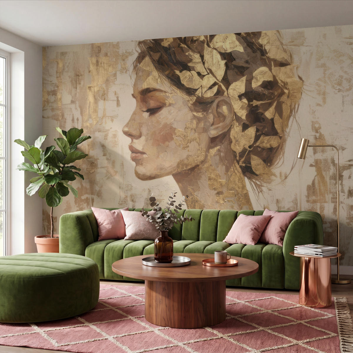 TAPETE - Frau - Gold - Abstrakt - Textur - 400x260 cm - Goldfarben, Papier (400/260cm) - OnlyWow