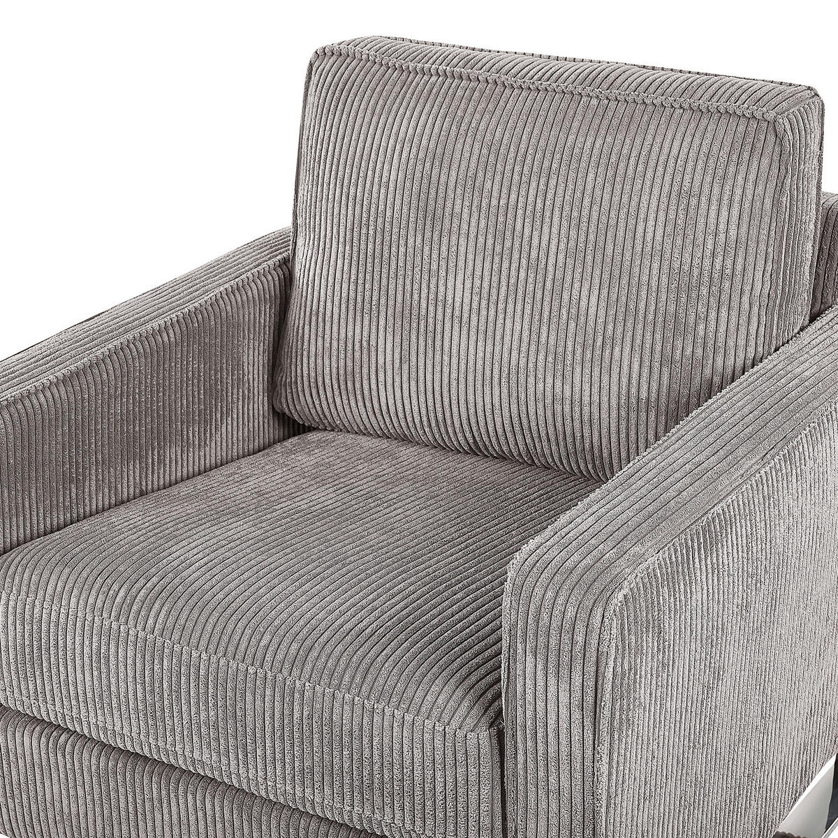 SESSEL Cord Grau Vind - Grau, Textil/Metall (76/82/82cm) - Beliani