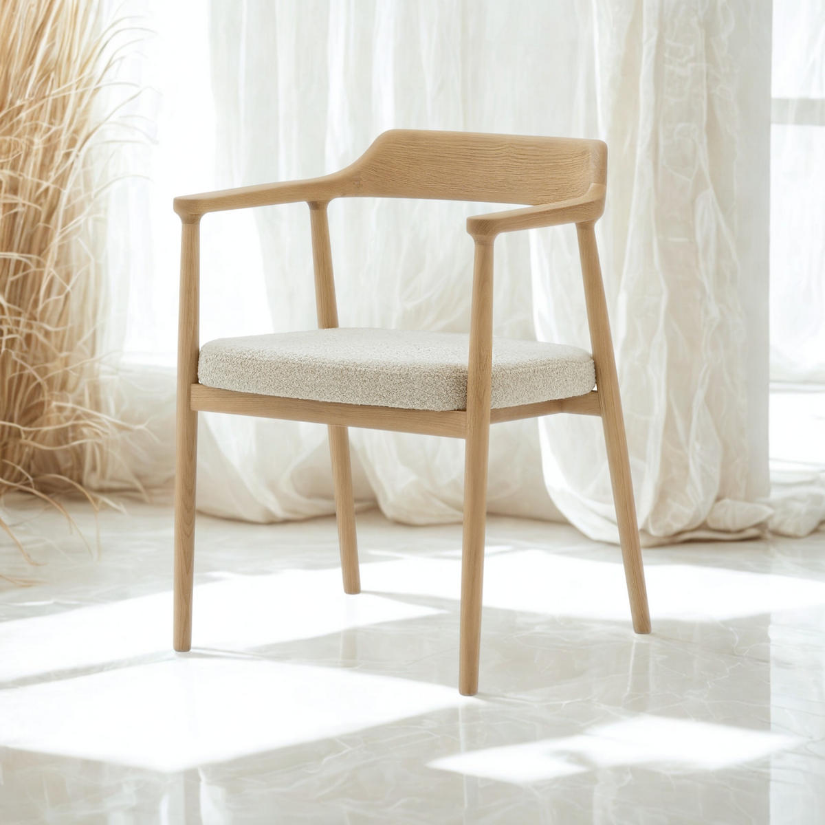 ESSZIMMERSTUHL Bergen beiger Sitz - Beige, Holz (58/77/59cm) - WOODEK