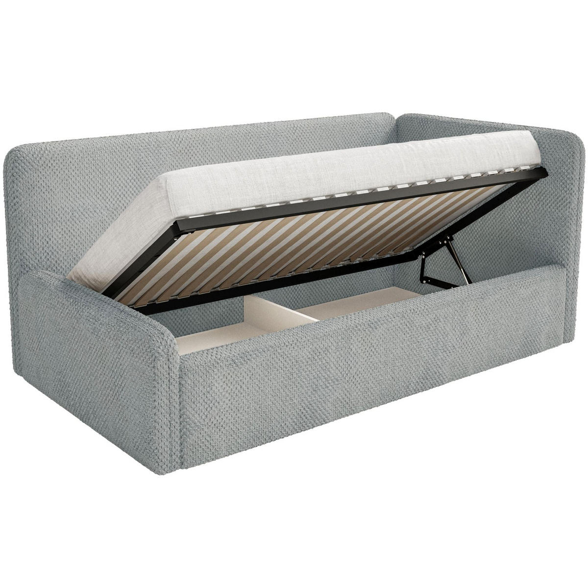 JUGENDBETT Fanko Samt Grau 90x200 cm - Schwarz/Grau, Kunststoff/Textil (90/200cm) - Selsey