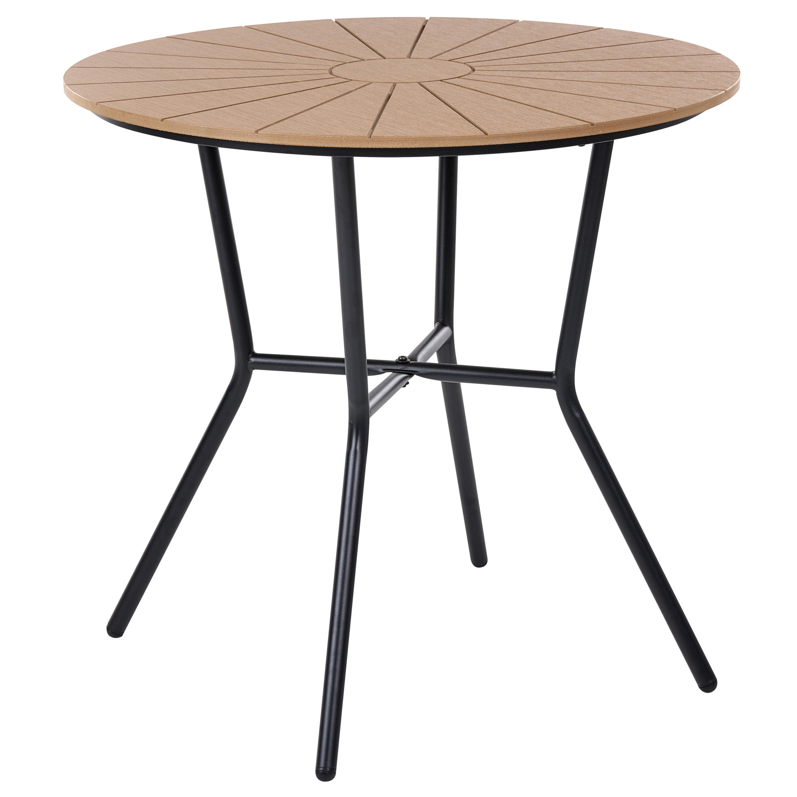 GARTENTISCH 80/80 cm Metall Schwarz Linosa - Schwarz/Braun, Metall (80/80/76cm) - Beliani