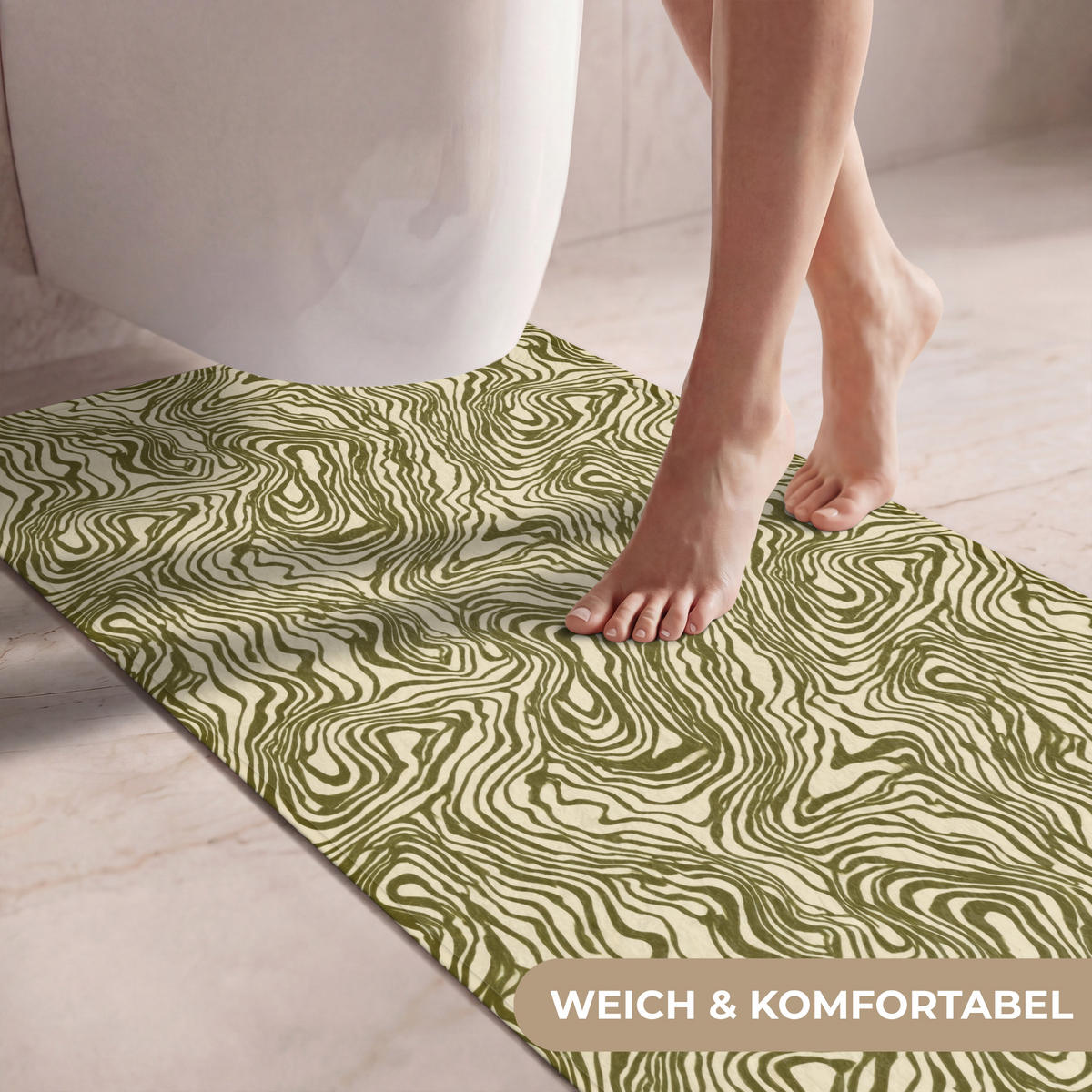 WC PŘEDLOŽKA Abstraktní - Mramor - Zelený 60x120 cm - tmavě zelená, textil/plast (60/1cm) - OnlyWow