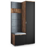 GARDEROBENSCHRANK LORI 95/181/51 cm Modern Garderobe-Set Eiche Lefkas - Eichefarben/Schwarz, Holzwerkstoff (95/181/51cm) - MASSENO