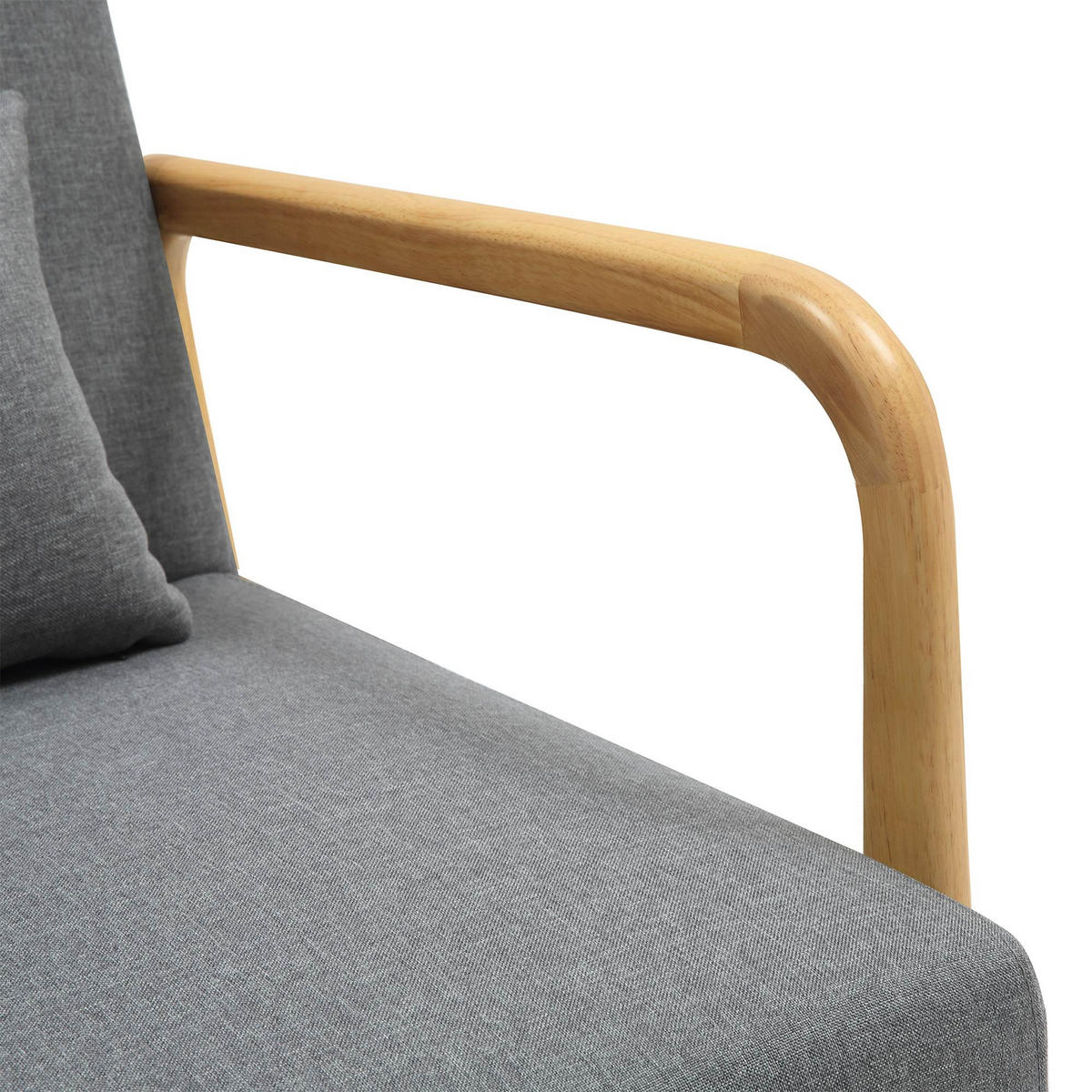 SESSEL Holz hellgrau - Eukalyptusholzfarben/Hellgrau, Holz/Textil (64/74/80cm) - CLP