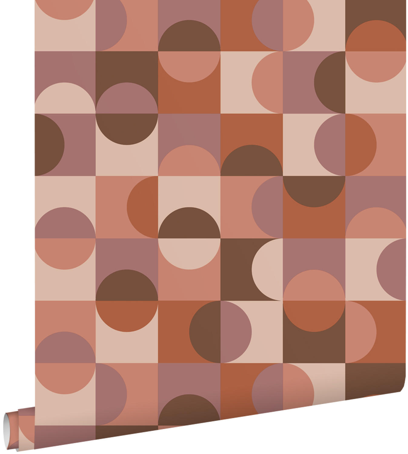 TAPETE Kreise im Bauhaus-Stil 50 x 900 cm - Terracotta, Papier (50/900cm) - ESTAhome