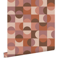 TAPETE Kreise im Bauhaus-Stil 50 x 900 cm - Terracotta, Papier (50/900cm) - ESTAhome