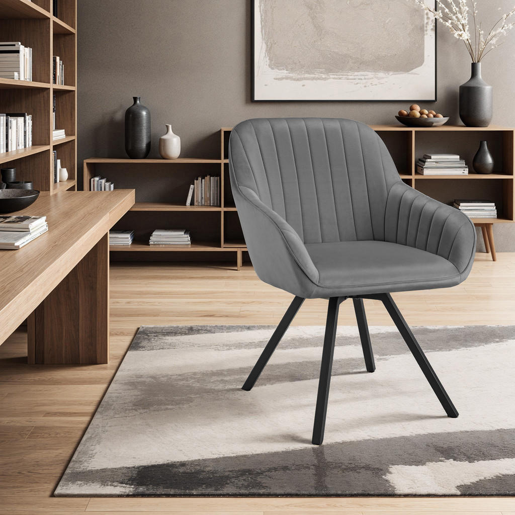 Thumbnail - tectake Armlehnstuhl, Grau, Textil, 58x82x58 cm, Esszimmer, Stühle, Esszimmerstühle, Armlehnenstühle