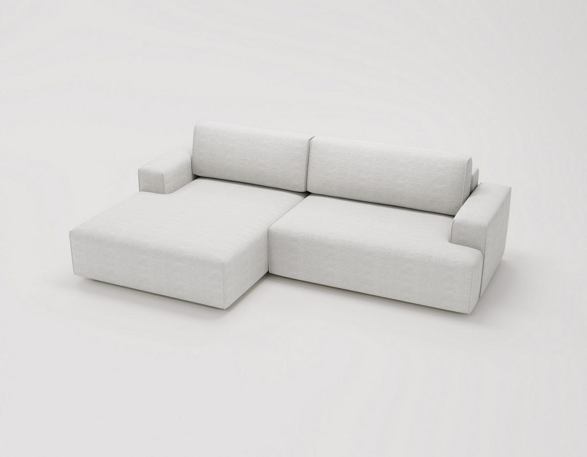 ECKSOFA L-Form 270 cm Boston mit Bettkasten, Schlaffunktion, Links, Creme - Creme, Holz (165/270cm) - Emporius