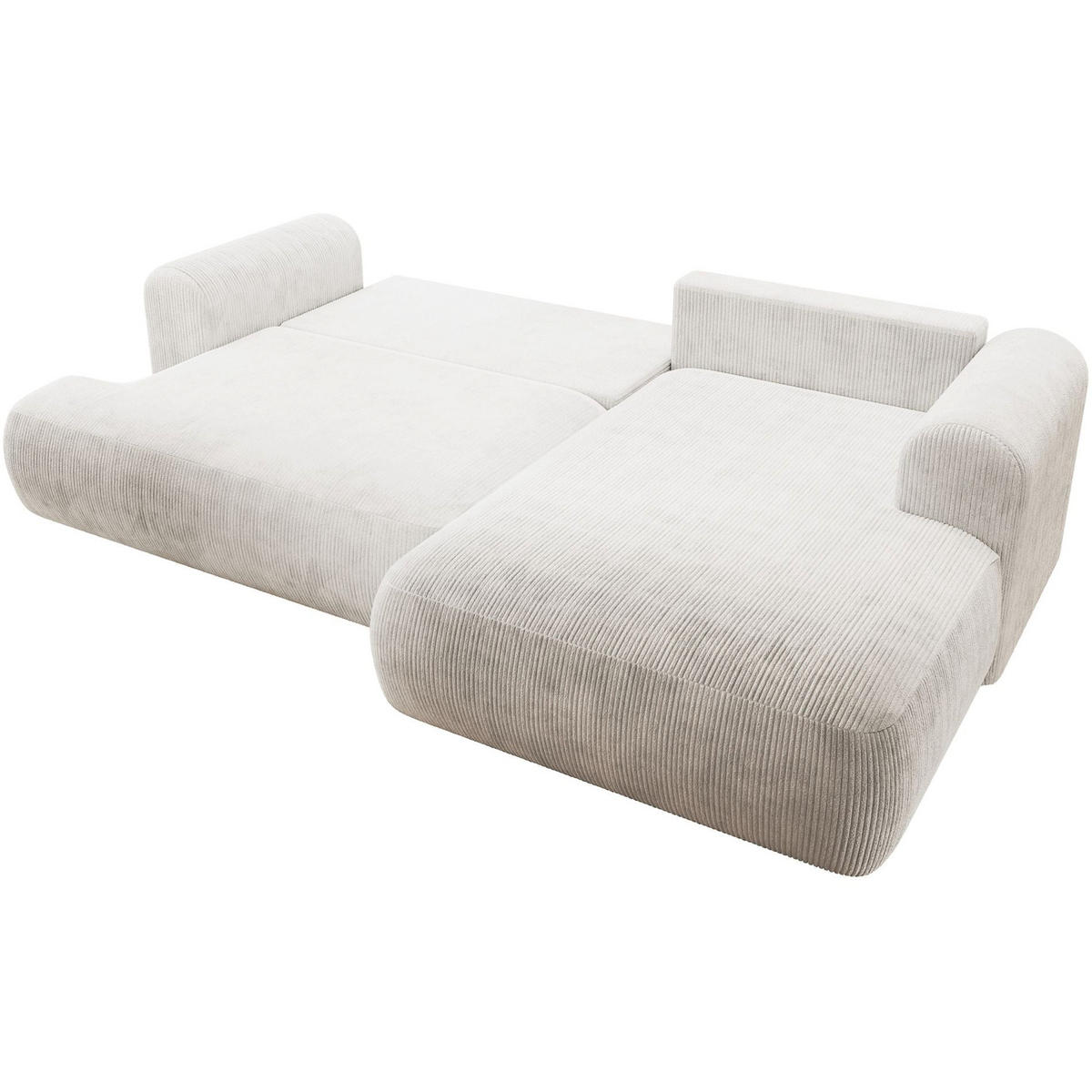 ECKSOFA Ovo Cord mit Cordbezug Weiß, rechts - Schwarz/Weiß, Textil (165/260cm) - Selsey