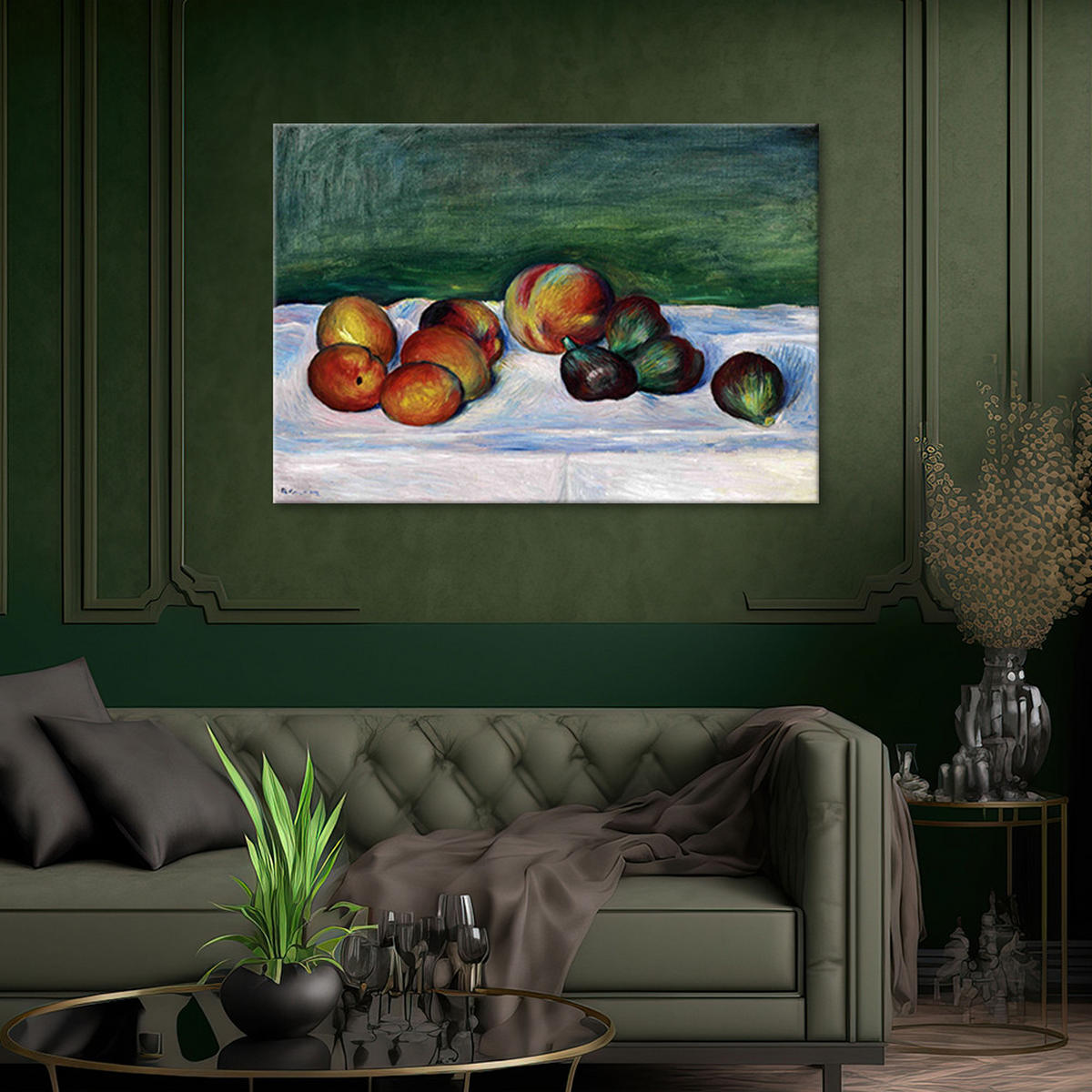 WANDBILD stilleben mit aprikosen und feigen auguste renoir - Multicolor, Textil (60/40cm) - Feeby