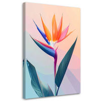LEINWANDBILDER, Eine farbenfrohe Strelitzienblüte in einer minimalistischen Komposition - Multicolor, Textil (80/120cm) - Feeby