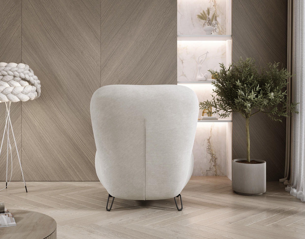 SESSEL LUIS, Skandinavischer Stil – Freistehend, 82×56×82 cm, SCHMUTZIGES BEIGE - Greige/Schwarz, Holz/Textil (82/82/66cm) - DomoHome