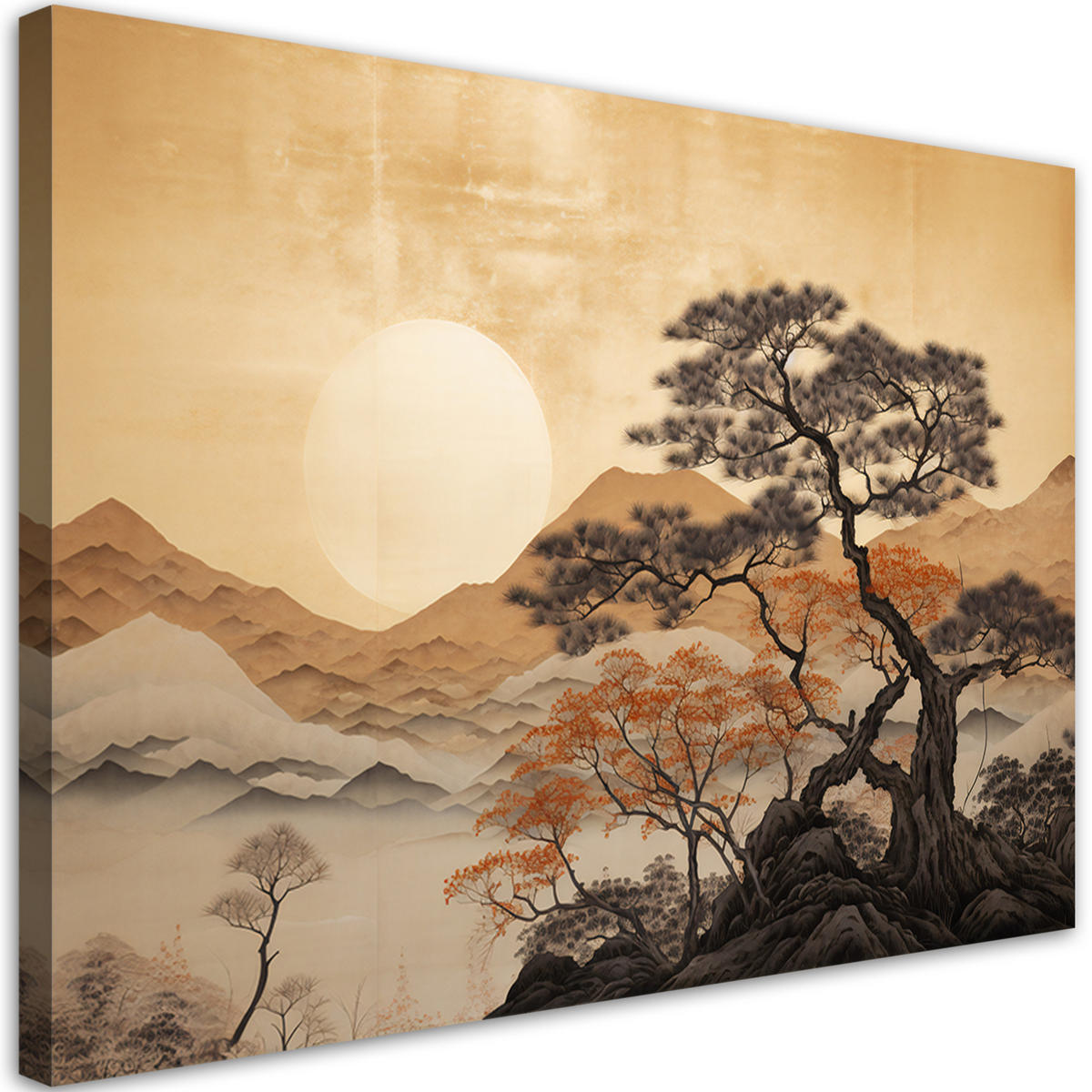 WANDBILD goldene berglandschaft - Gelb, Textil (60/40cm) - Feeby