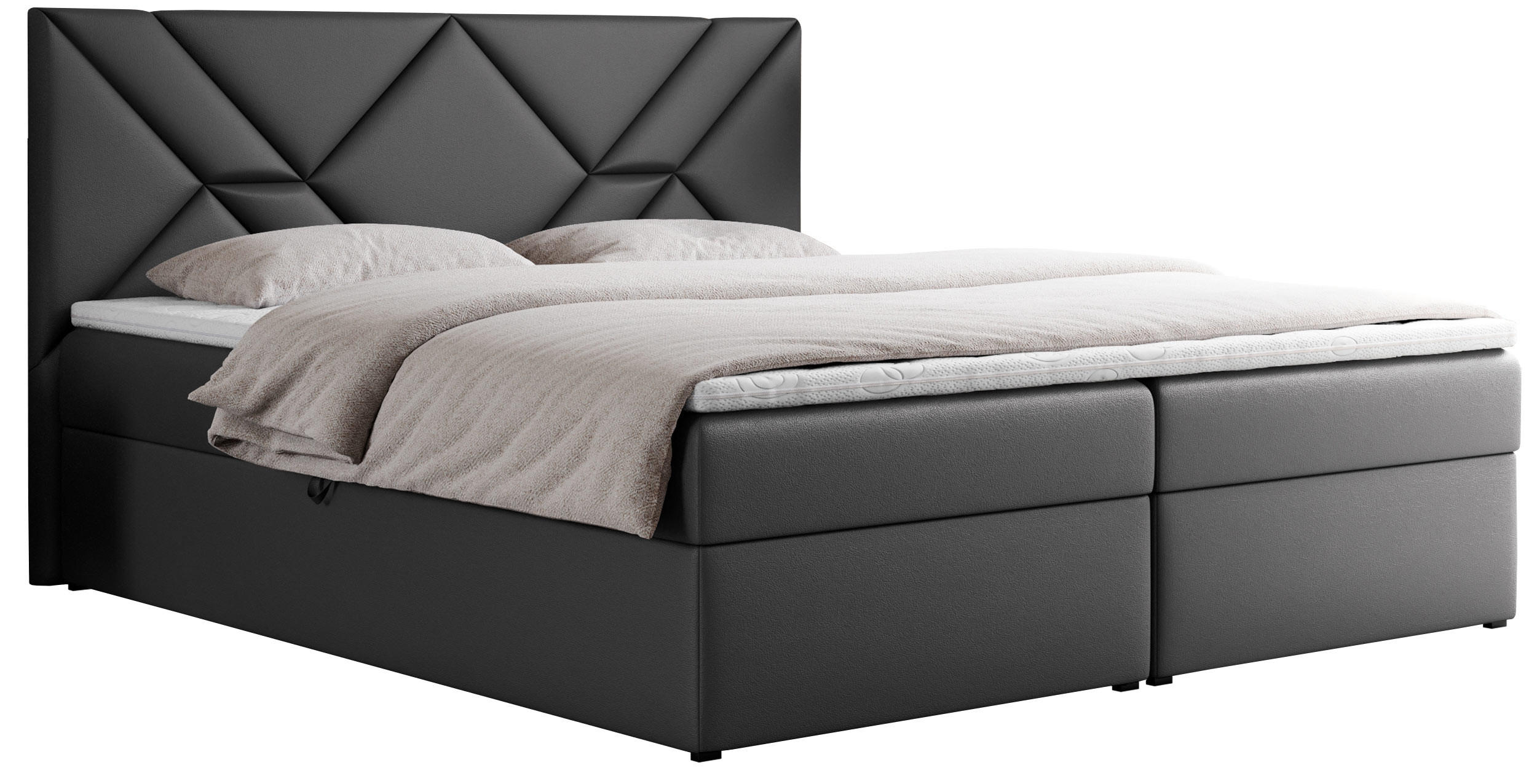 BOXBETT NEOMI 120/200 - Dunkelgrau Kunstleder - H3 - Visco - Dunkelgrau, Holz/Textil (120/200cm)