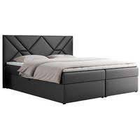 BOXBETT NEOMI 160/200 - Dunkelgrau Kunstleder - H4 - Visco - Dunkelgrau, Holz/Textil (160/200cm)