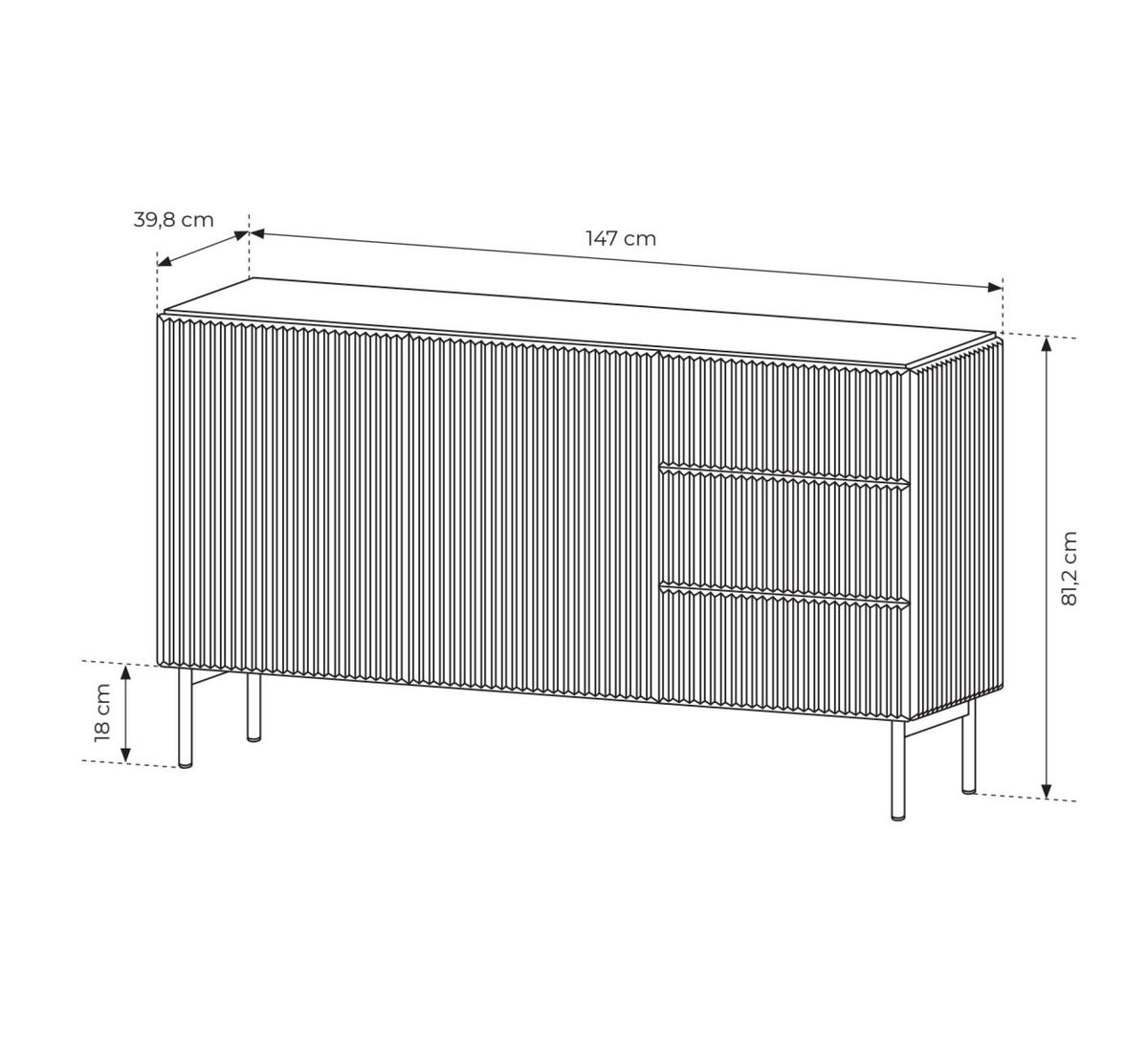 SIDEBOARD MUTI Beige 147x40x81 cm - Beige, Holzwerkstoff (147/81/40cm) - FURNLUX