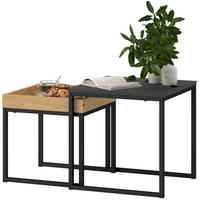 SADA konferenčních stolků 45/45/45 cm černá z oceli s odnímatelným tácem - černá, kov (45/45/45cm) - OKWISH