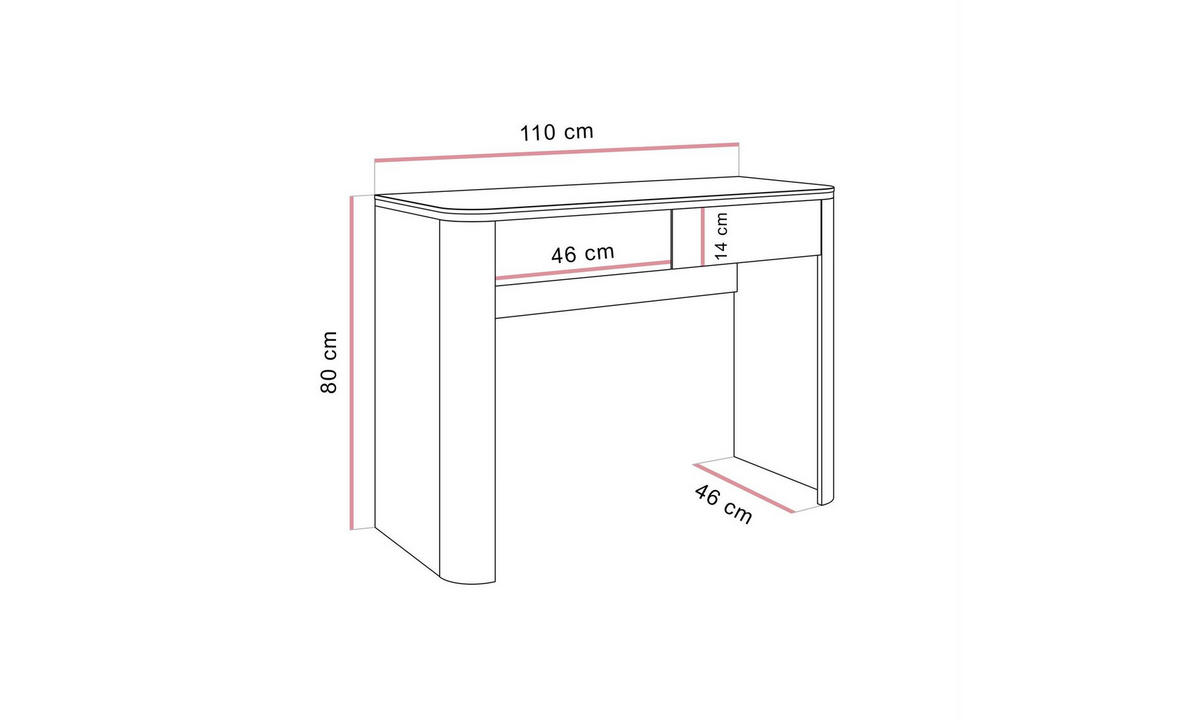 KONSOLE AVELINE 110/46/80 cm Kaschmir - Kaschmir, Holzwerkstoff (110/80/46cm) - Lookway