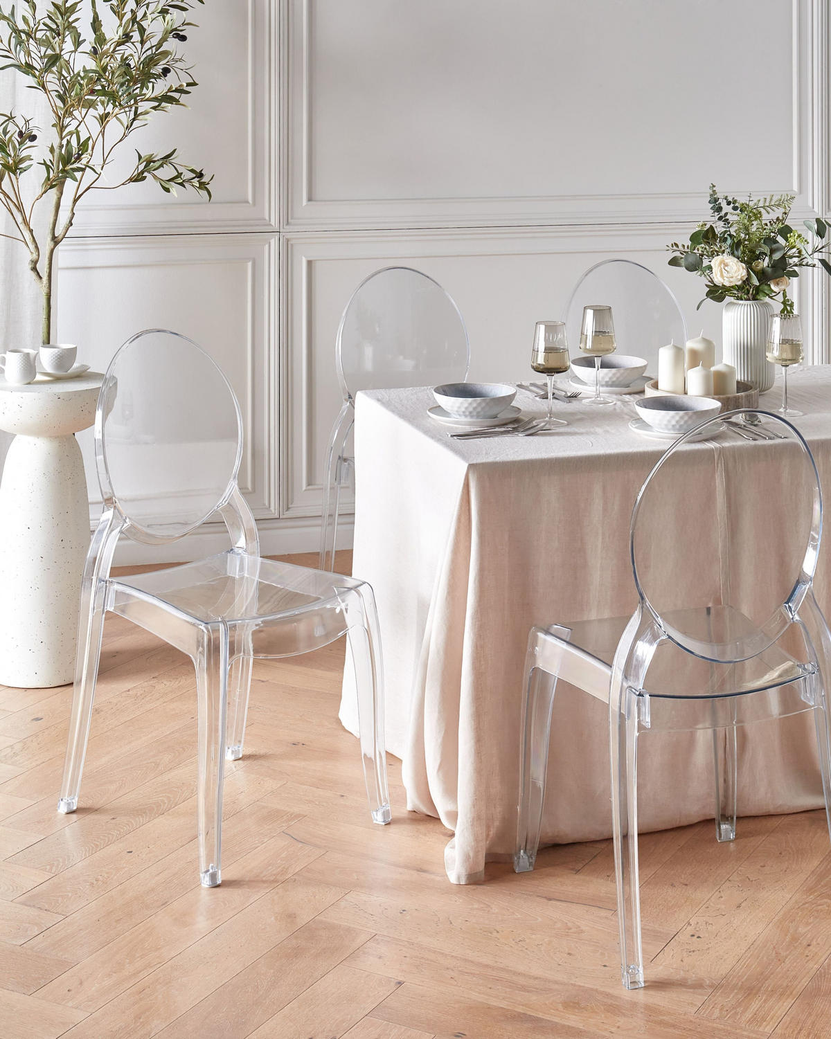 ESSZIMMERSTUHL 4er-Set Transparent Merton - Transparent, Kunststoff (55/95/55cm) - Beliani