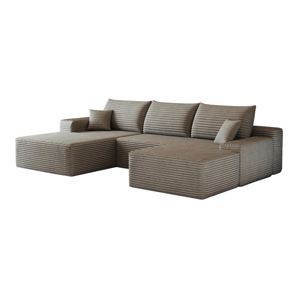 WOHNLANDSCHAFT DE-34857 U-Form 2-Sitzer Chaiselongue links Camel - Sandfarben, Textil (175/83/270cm) - ComfortXL