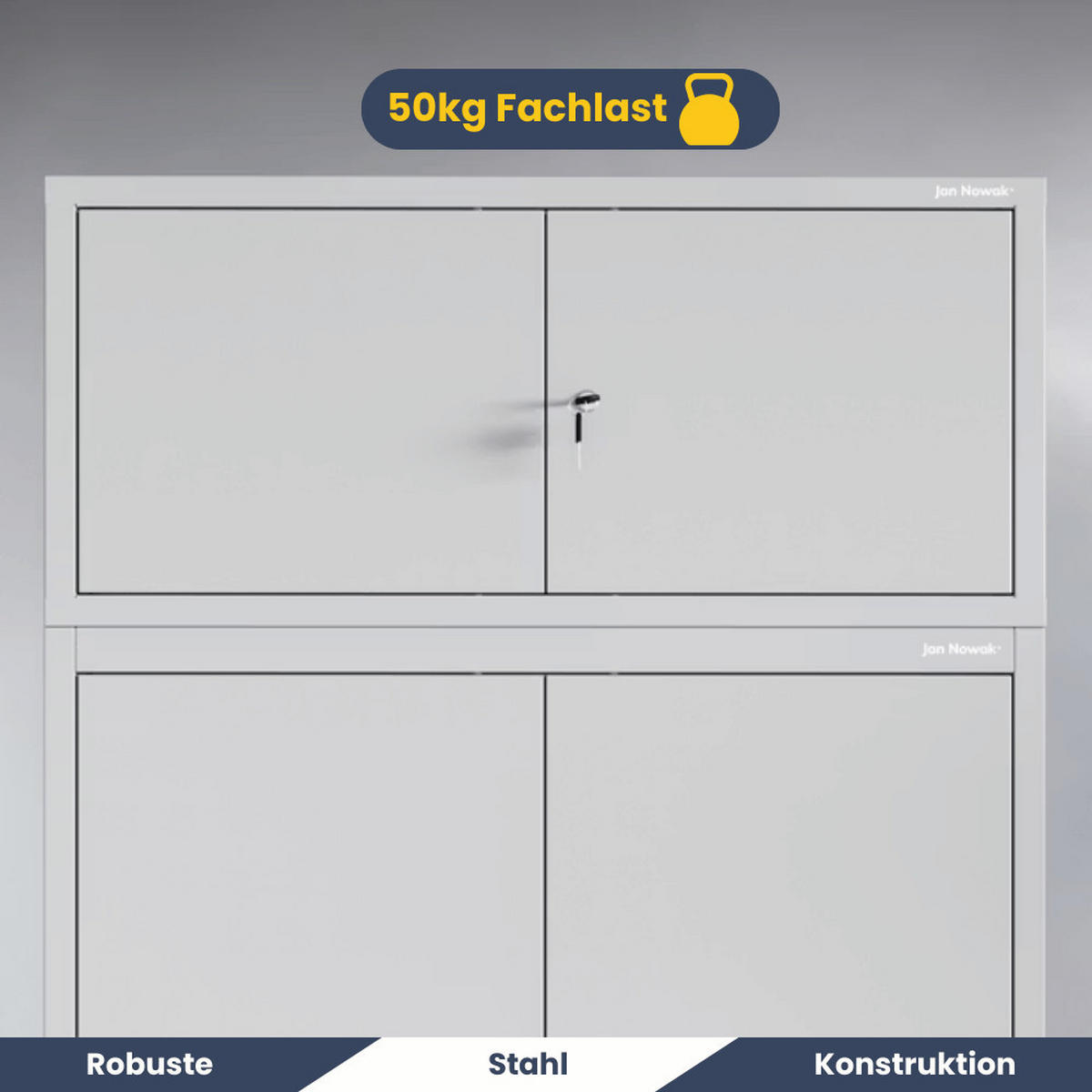 SCHRANKERWEITERUNG Aktenschrank mit 2 Flügeltüren 38x80x40cm Grau - Grau, Metall (80/38/40cm) - DELUKE