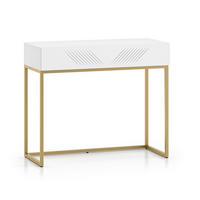 KONSOLENTISCH Clearing weiß / gold 92 / 40 / 78cm - Goldfarben/Weiß, Holz/Holzwerkstoff (40/92/78cm) - Feldmann-Wohnen