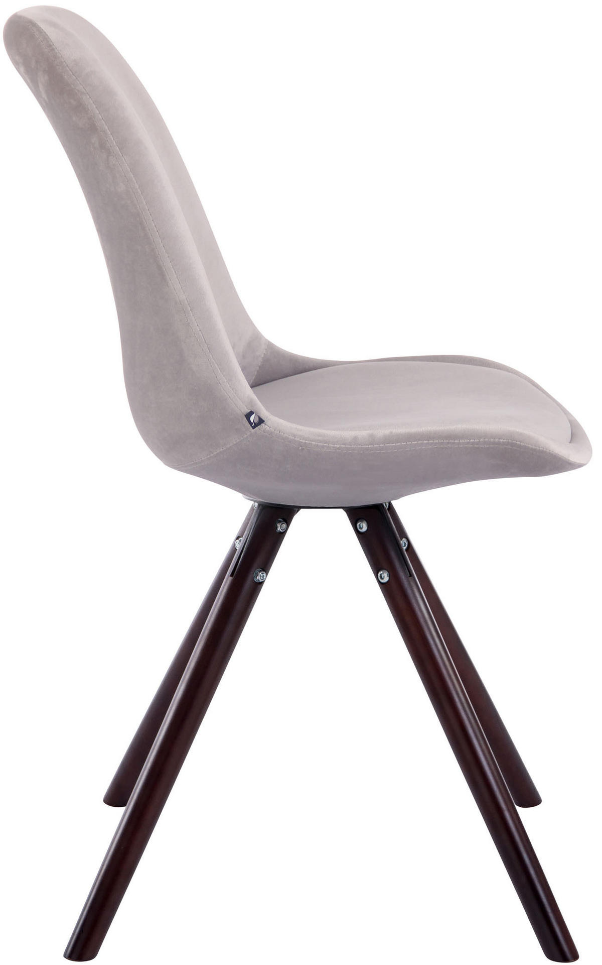 STUHL 4er Set Samt grau - Grau/Cappuccino, Holz/Textil (48/84/56cm) - CLP