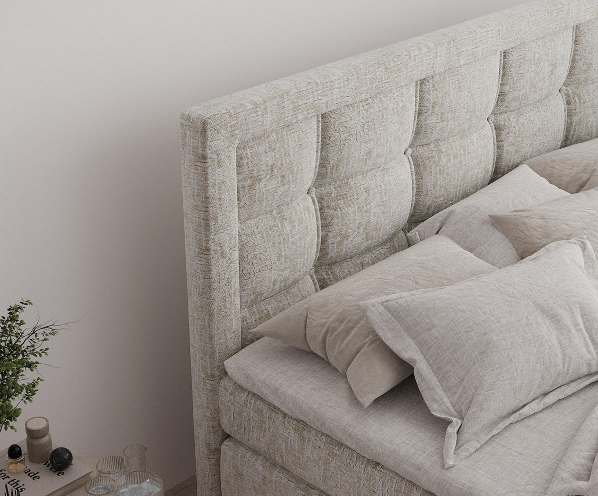 BOXSPRINGBETT Ambrosia Beige 200/200 cm - Beige/Schwarz, Holz/Holzwerkstoff (200/200cm) - Maison de Reve