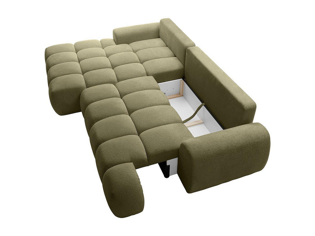 ECKSOFA mit Schlaffunktion - Ecke links - Chenille - Grün - FARNETA - Grün, Textil (280/177cm) - Vente-Unique