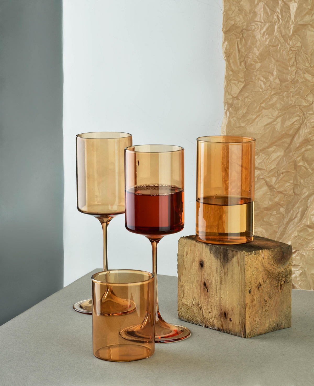 GLÄSER Romane 4er Set Honig 7x7xh9 cm Glas - Honig, Glas - Mondex