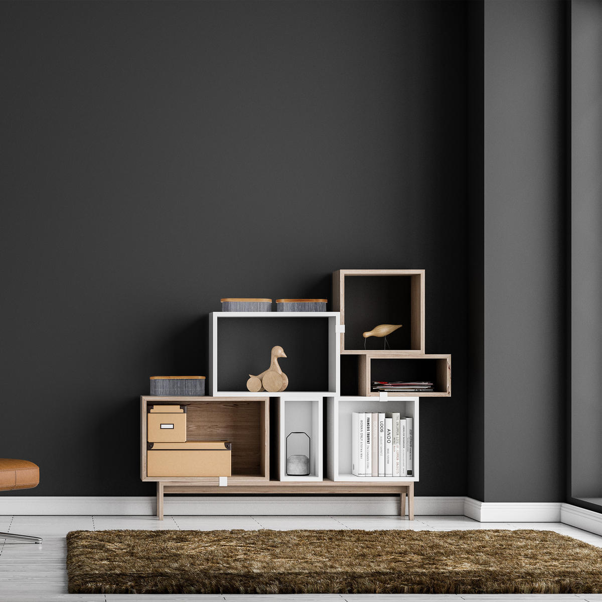 3TLG.AUFBEWAHRUNGSKORB - Multicolor, Holz/Holzwerkstoff (33.5/33.5/12.5cm) - Relaxdays