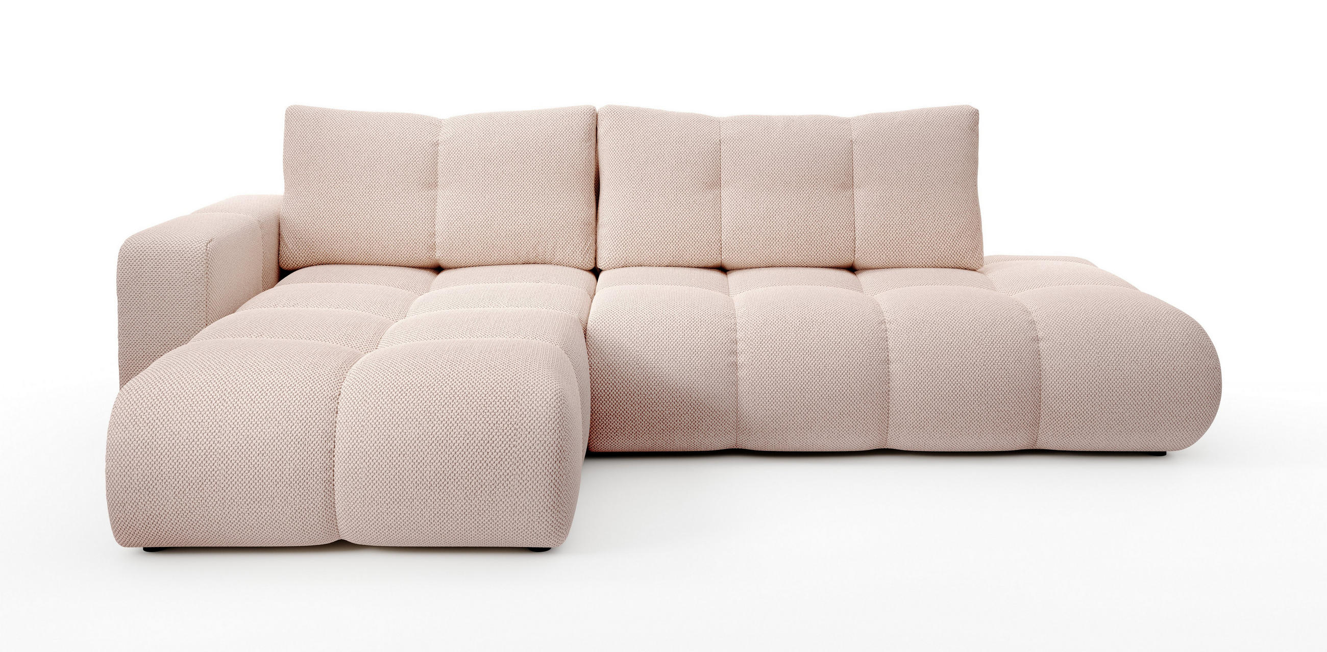 ECKSOFA DUCA L-S Orange Jersey mit Schlaffunktion - Altrosa, Holz (266.5/266.5cm) - MASSENO