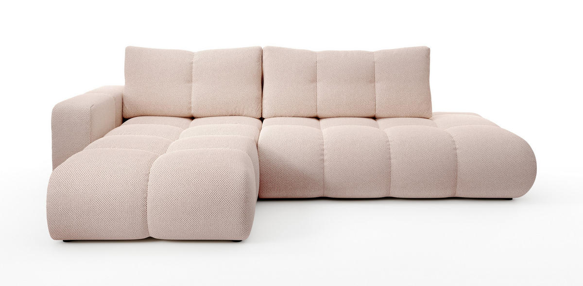 ECKSOFA DUCA L-S Orange Jersey mit Schlaffunktion - Altrosa, Holz (266.5/266.5cm) - MASSENO