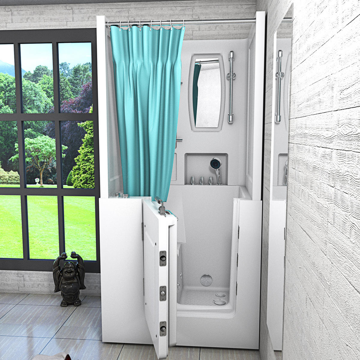 WHIRLPOOL-SENIORENDUSCHE S02D-WP-TH-C-L Weiß - Weiß, Glas/Kunststoff (100/78/205cm) - AcquaVapore by Sandra Jentho