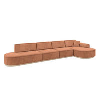 ECKSOFA Ottomane Rechts MARI-L3-v1 - 413x171x83 cm Orange Velours - Orange, Holzwerkstoff/Textil (171/413cm) - ALTDECOR