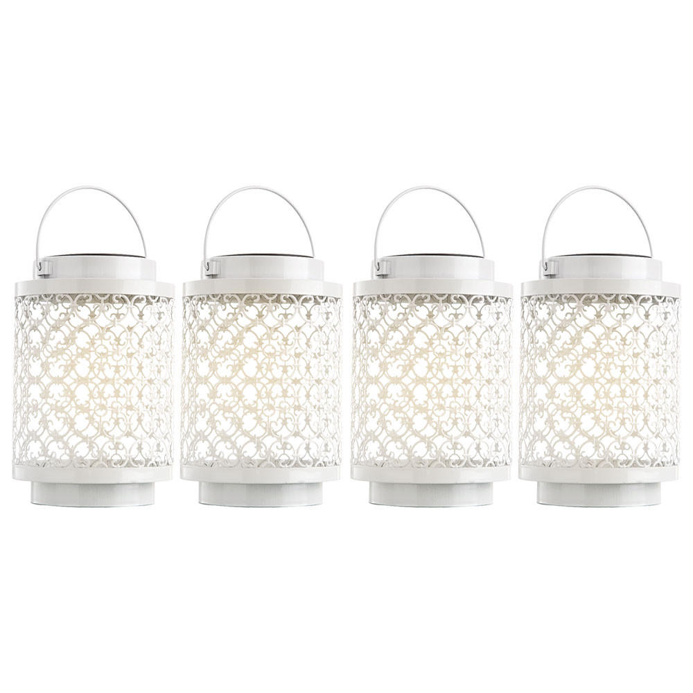 LED AUSSENLEUCHTE Metall Weiß Orientalisch 4er Set - Weiß, Metall (13/13/18cm) - Nowa