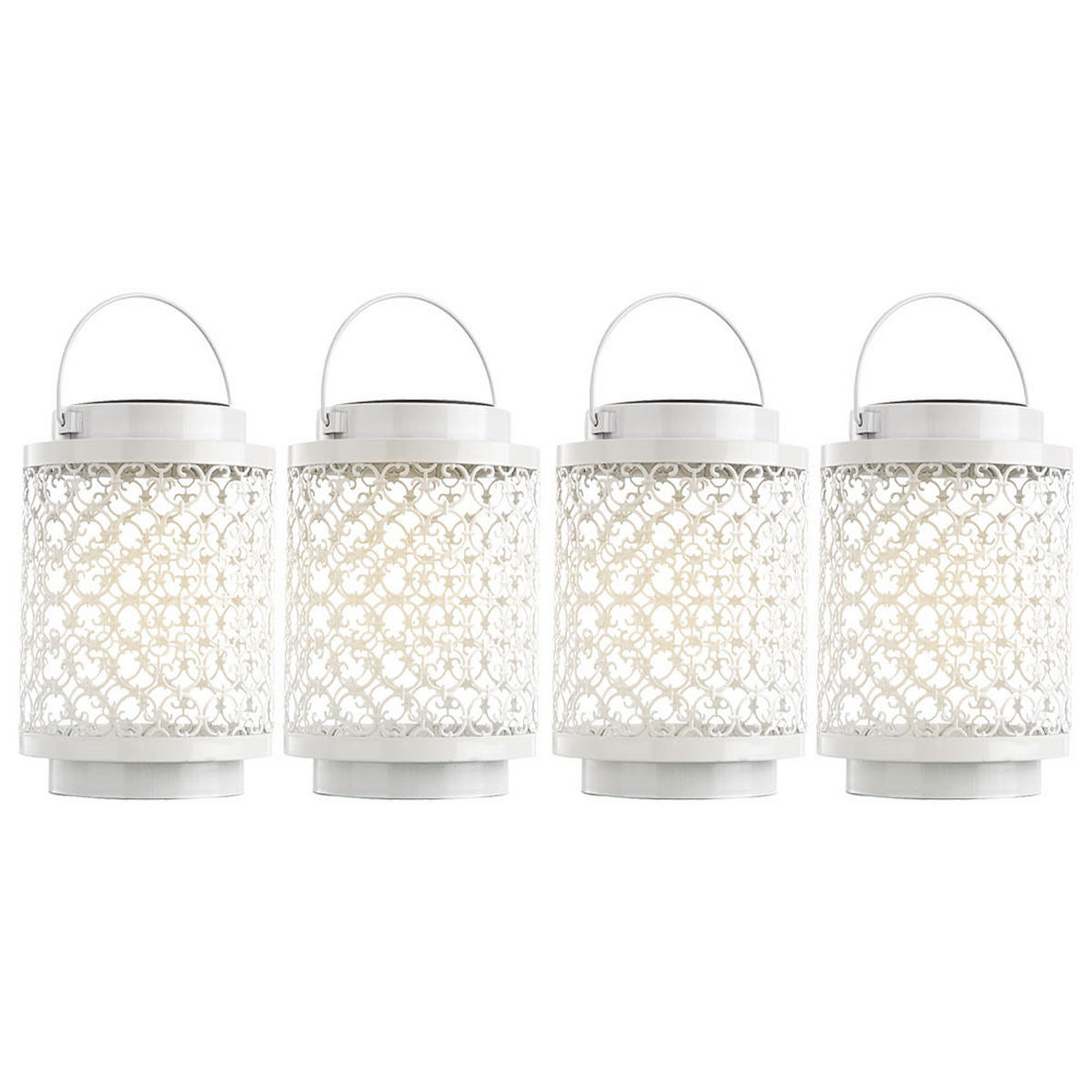 LED AUSSENLEUCHTE Metall Weiß Orientalisch 4er Set - Weiß, Metall (13/18/13cm) - Nowa