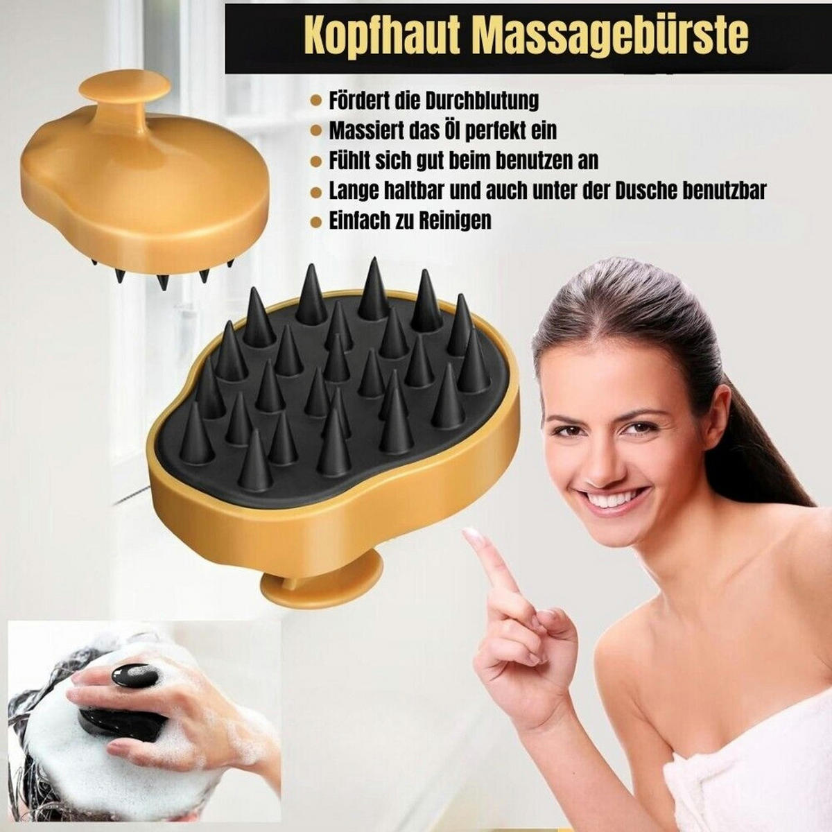 HAARPFLEGE Set mit Rosmarinöl und Kopfhautmassagebürste - Multicolor, Kunststoff (15.5/18.6/6.9cm)