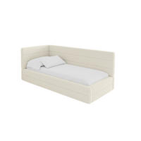 EINZELLBETT Jugendbett mit Bettkasten, Rechts - BEMY 90x200 Beige - Perlmutt, Holzwerkstoff/Textil (90/200cm) - ALTDECOR