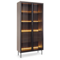 VITRINENSCHRANK 90 cm mit LED Senzia, 2 Türen, Schubladen, Eiche Dunin - Eichefarben, Holz (92/195/39cm) - Emporius
