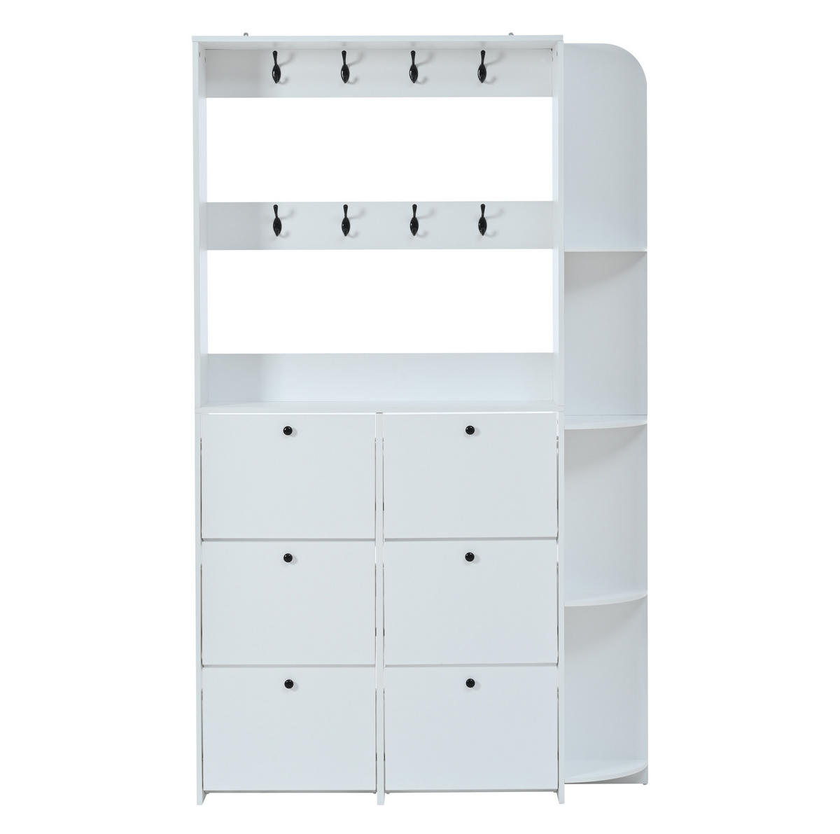 GARDEROBENSCHRANK mit Schuhaufbewahrung 120 x 24 x 200 cm Weiß 6 Klapptüren - Weiß, Holzwerkstoff (24/200/120cm) - Beauniv