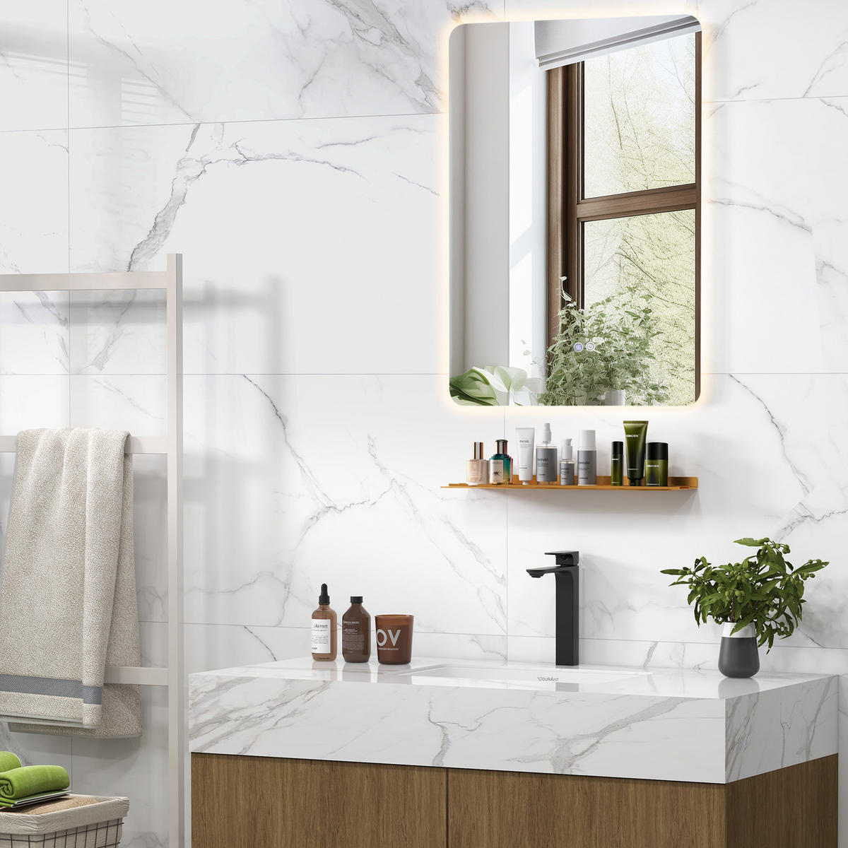 BADEZIMMERSPIEGEL Silber - Silberfarben, Glas (50/3.5/70cm) - COSTWAY