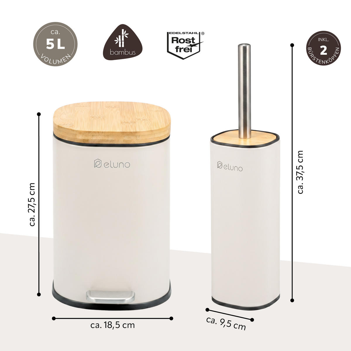 BADEZIMMER-SET FRAMURA 2tlg., beige - Beige, Metall (18.5/27.5/23cm) - eluno