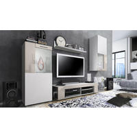 WOHNWAND Movie Absetzungen in Sandgrau Hochglanz - Sandfarben, Holzwerkstoff (300/190/39cm) - Vladon