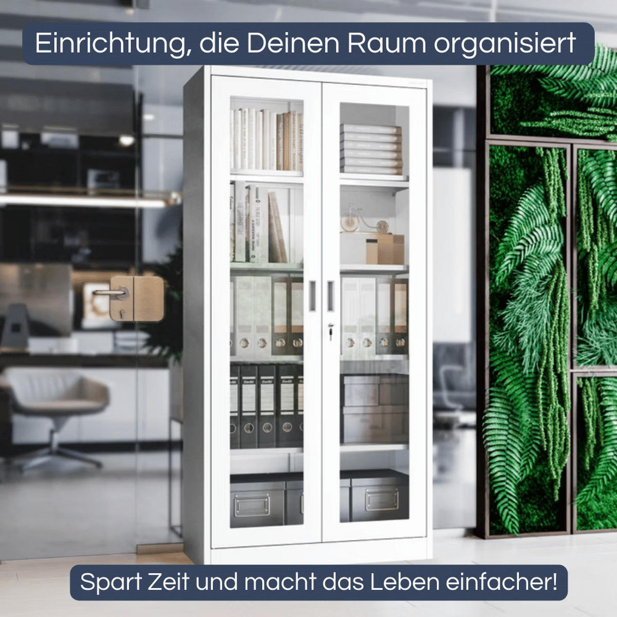 VITRINENSCHRANK abschließbar AMELIA mit Glastüren 185x90x40cm Weiß - Weiß, Metall (90/185/40cm) - Jan Nowak