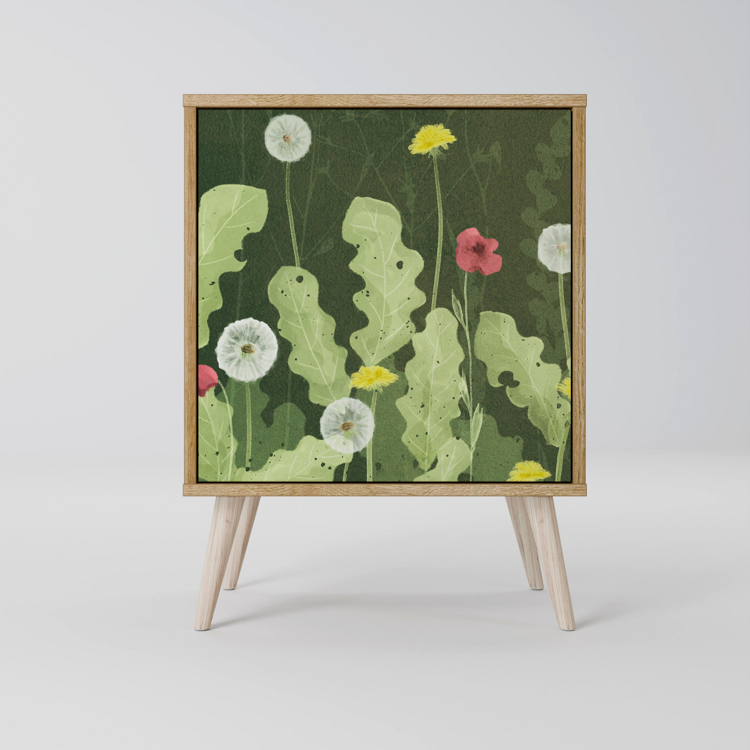 SIDEBOARD DANDELION AMUSE, Eichefarben, 57,5x42x77,5 cm, Schräge Buchenholzfüße - Eichefarben/Buchefarben, Holzwerkstoff/Buchenholz (57.5/77.5/42cm) - SpaceRebels
