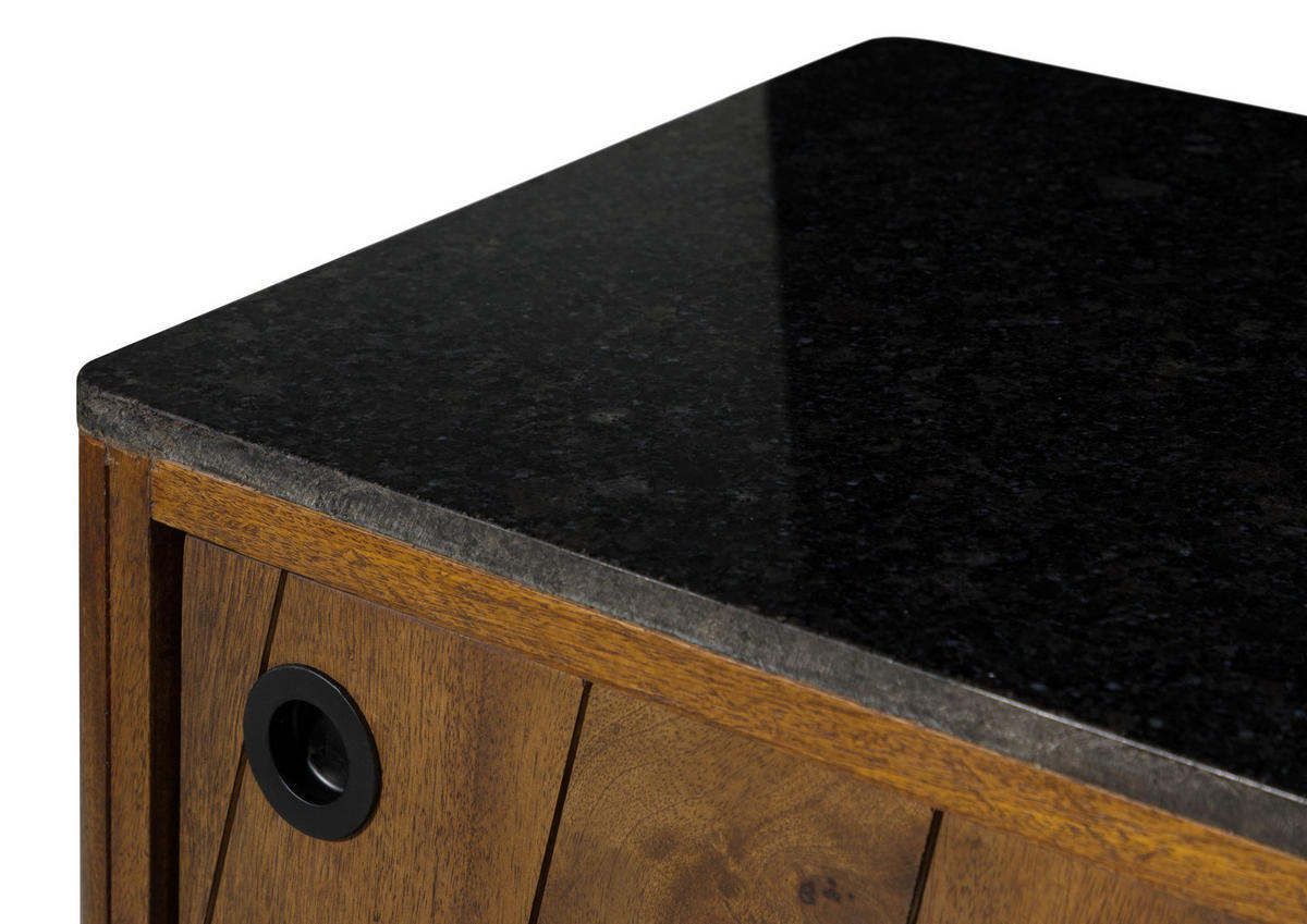TV-BOARD Mango 220x45x50 braun geölt / dunkler Granit LOS ANGELES #112 - Braun, Holz (220/50/45cm) - Massivmoebel24