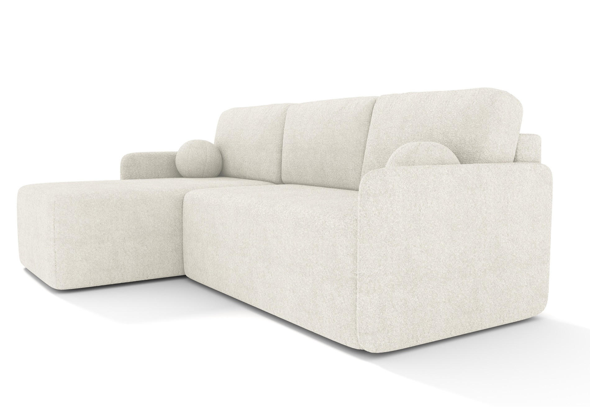ECKSOFA Bloom Creme Bouclé - Creme, Textil (212/142cm) - Selsey